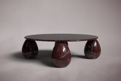 Cons Rosso Levanto Red Marble Coffee Table | Tables by HamamDecor LLC