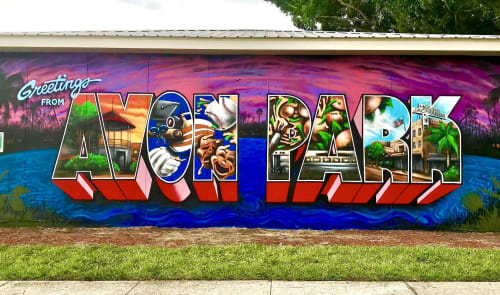 Greetings from Avon Park, Sebring and Lake Placid postcard mural series | Street Murals by Works of Stark Murals and Design