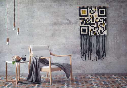 QR Code Weave - Custom Message Macrame | Macrame Wall Hanging in Wall Hangings by Zora Studio