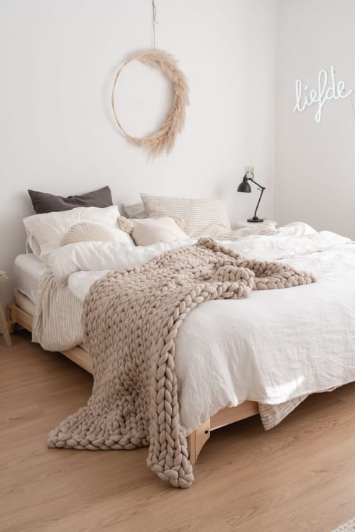 Organic merino wool - Sand colored | Linens & Bedding by WolletjeBol