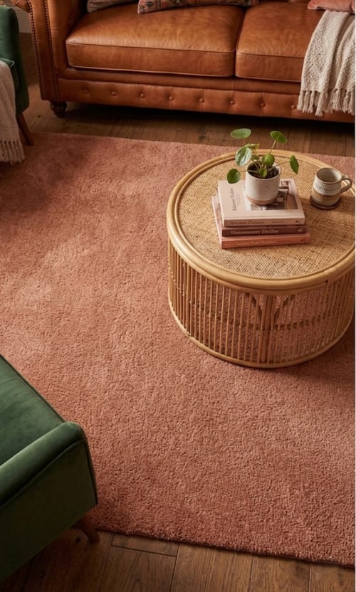 Solid Terracotta Hand Tufted Wool Rug | Rugs by Krafcreation