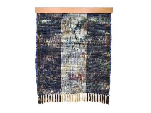 Indigo Silk Stripe | Tapestry in Wall Hangings by Jessie Bloom