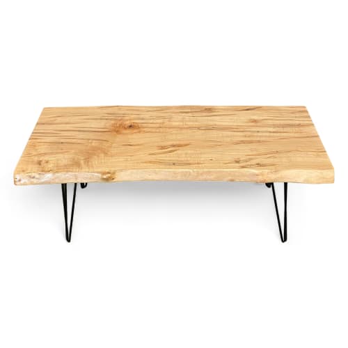 Live Edge Ambrosia Maple Coffee Table with Steel Hairpin Leg | Tables by Carlberg Design
