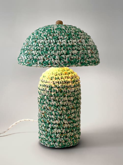 The Knitty Table Lamp in Green and White Flecked | Lamps by Meg Morrison | By Jacqui Photography in Richmond