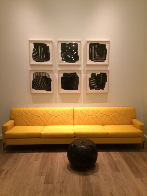 6 Black and White Paintings on Paper | Paintings by Gary Paller - Artist | Kimpton Everly Hotel in Los Angeles