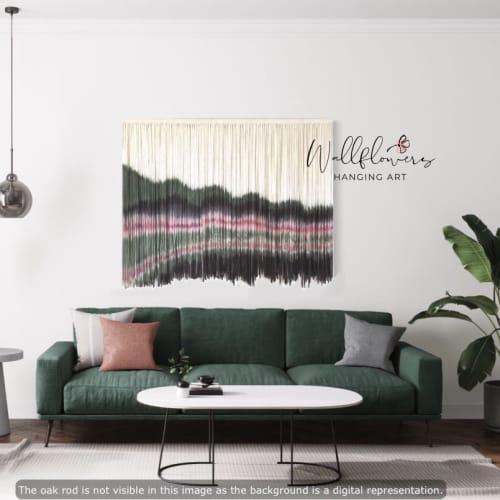 RIPPLES Green Pink Black Dip Dyed Textile Wall Hanging | Macrame Wall Hanging in Wall Hangings by Wallflowers Hanging Art