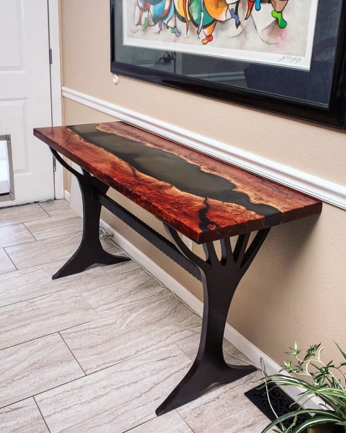 Red Gum Resin River Console | Furniture by Lumberlust Designs