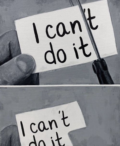 funny painting meme cutout scissor internet humor | Oil And Acrylic Painting in Paintings by Dan Bina