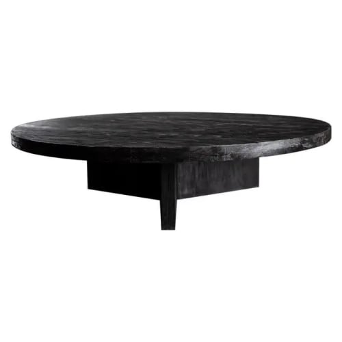 Solid Black Oak Round Coffee Table | Tables by Aeterna Furniture