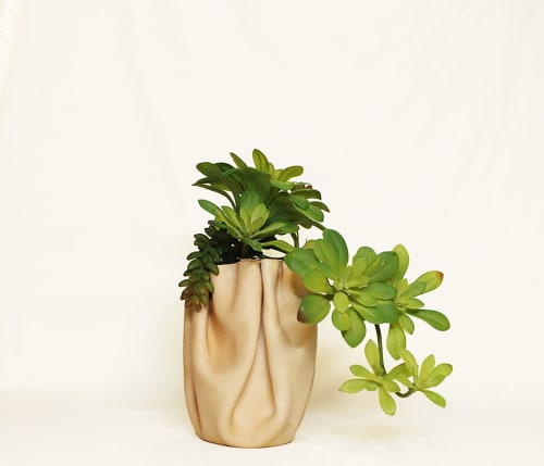 Micro Sculpted Leather Flower Vase | Vases & Vessels by Ian James