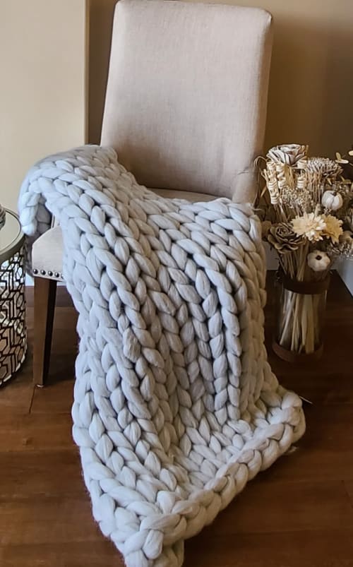 40"×60" Merino Wool blanket | Linens & Bedding by Knit Like A Boss