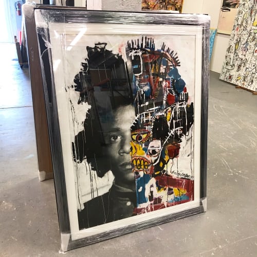 Jean-Michel Basquiat Split Portrait | Paintings by Andrew Cotton Art 100% COTTON | MASS District in Fort Lauderdale