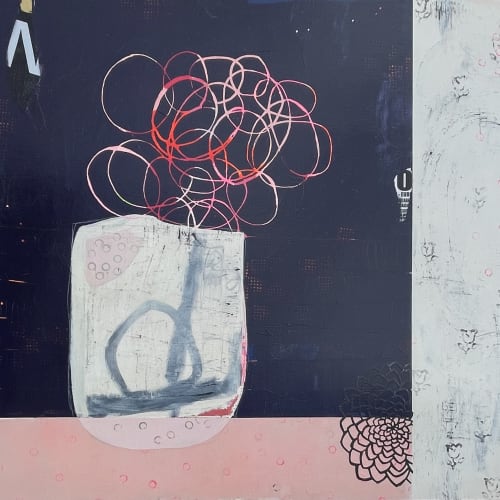 Marika's Flowers / Mixed Medium on wood / 60"x60" x 2.5" | Mixed Media in Paintings by Sidnea D'Amico