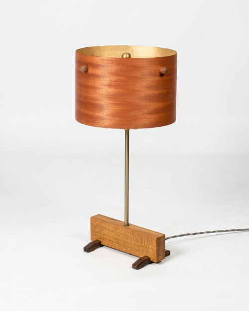 White Oak Base with Sapele Shade Table Lamp | Lamps by Tapio