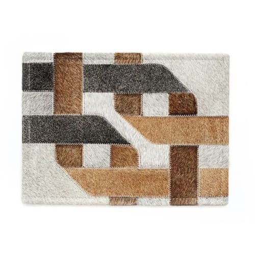 Natural Cowhide Mosaic Heat-Resistant Pad–Together We Dance | Drinkware by Finara