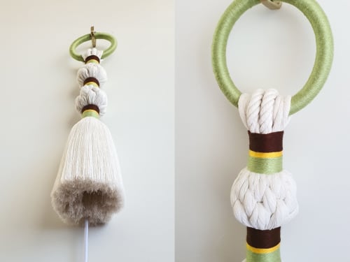 Bobbin Chartreuse Green- Brown Tassel Lamp | Cozy light | Sconces by Light and Fiber