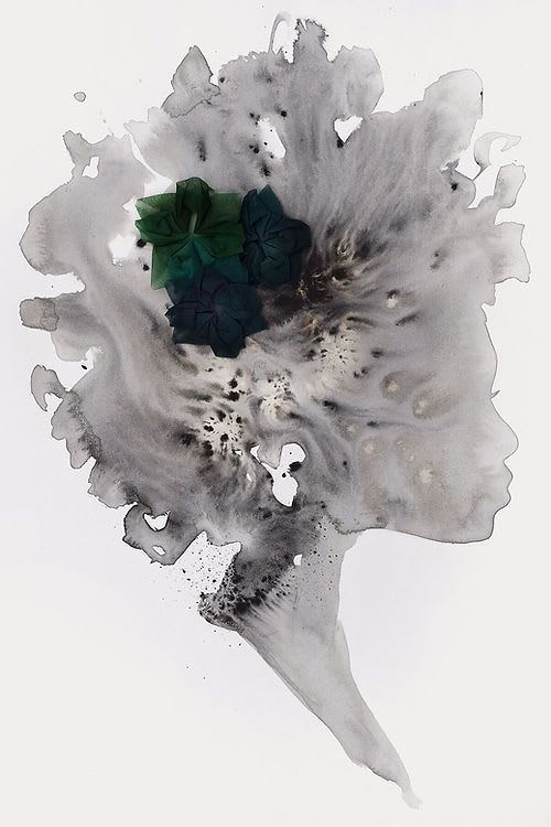 Saffron - Emerald Flower | Paintings by Bridget Davies Art