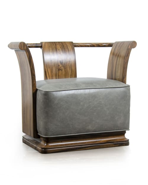 Solid Exotic Wood Lounge Chair in Leather by Costantini, Sim | Accent Chair in Chairs by Costantini Design