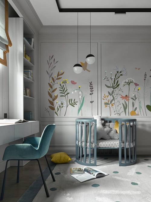 Rug Yuki Blu hand-knotted children room bright | Rugs by Atelier Tapis Rouge