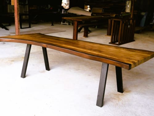 Rain Tree Table with Yakisugi Legs | Tables by Power Woodwork
