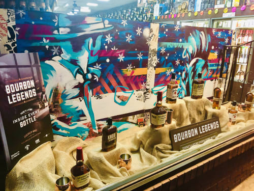 Commercial Store Window Display design Retail | Murals by Bianca Romero | Greenpoint Wine & Liquor Inc in Brooklyn
