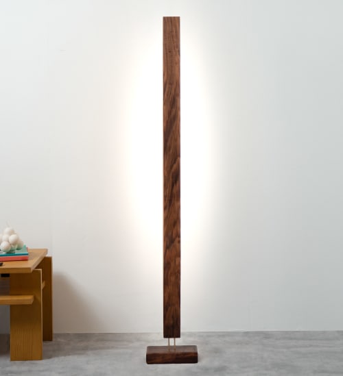 "Elevate" Hardwood LED Color Floor Light | Lamps by THE IRON ROOTS DESIGNS