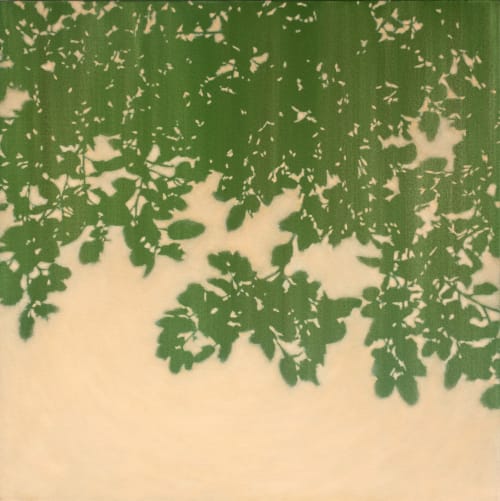 Sunset Oak: Framed 38 x 38 inch acrylic painting on canvas | Oil And Acrylic Painting in Paintings by Christine So