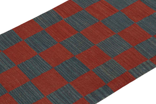 Vintage Persian Kilim Runner in Red & Blue Checkerboard | Rugs by Rug a