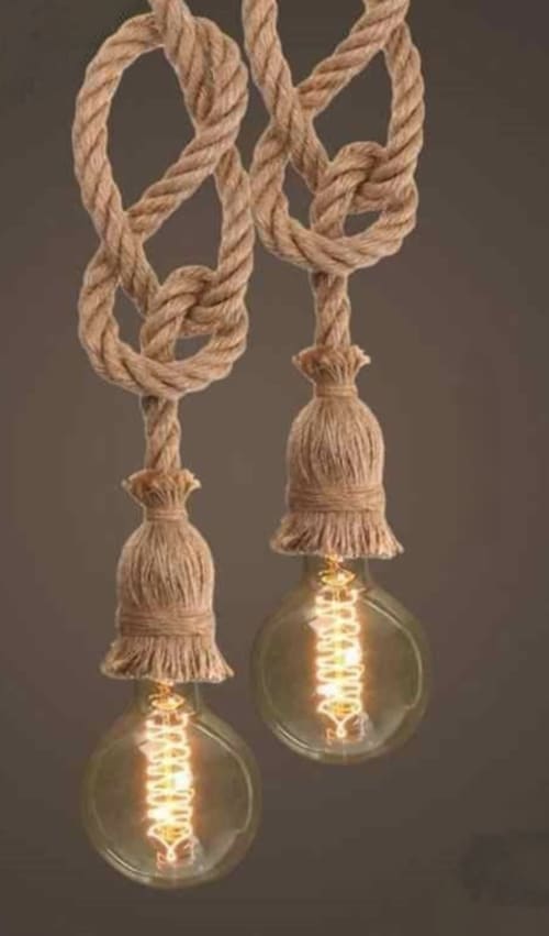 Rustic pendant light Industrial/Rope Pendant Light Rustic | Chandeliers by Magdyss Boutique
