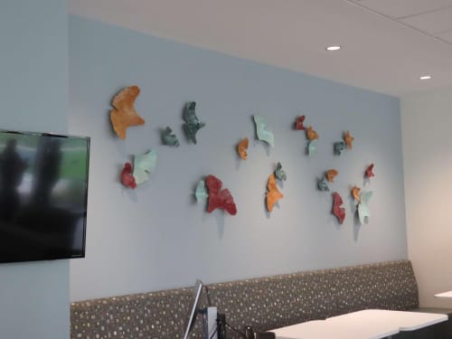 Ceramic Ginkgo Leaves | Wall Sculpture in Wall Hangings by Amy Meya