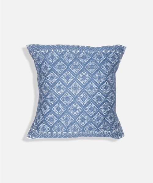 Zuma Handwoven Brocade Cushion Cover (BLUE) | Pillows by Routes Interiors | The Retreat at Elcot Park in Elcot