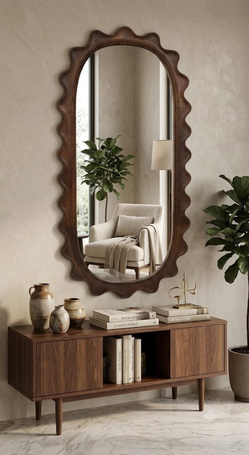 The Scalloped Oblong Wall Mirror | Decorative Objects by Famous Art Group Of Industries