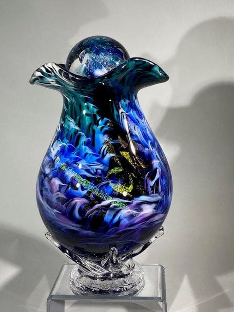 Custom Blown Glass Urn | Vases & Vessels by White Elk's Visions in Glass - Marty White Elk Holmes