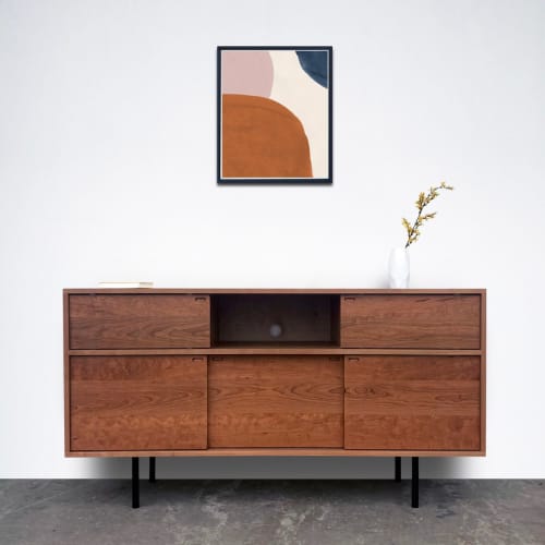 Solid Wood Record Cabinet  Wooden Vinyl Record Storage Credenza – Alabama  Sawyer