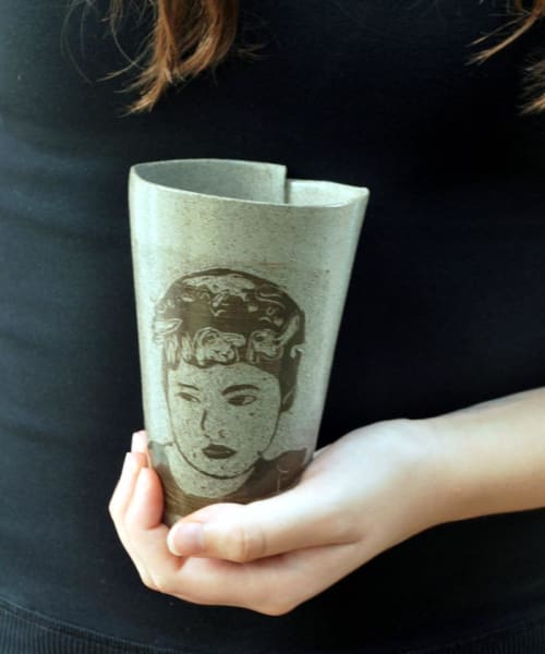Gray Coffee Portrait Mug | Cups by ShellyClayspot