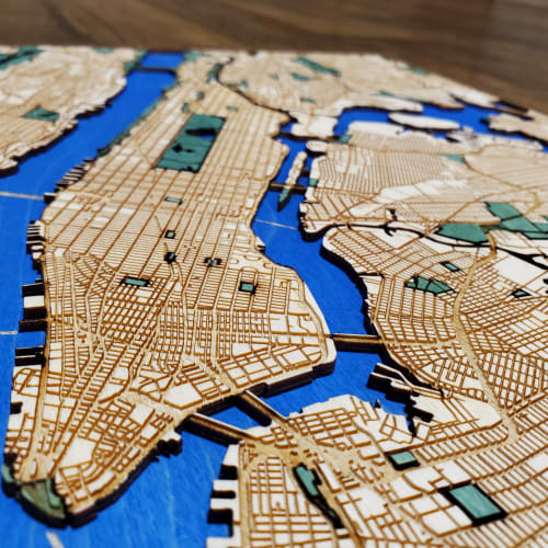 Custom Large 3D Wooden Wall Map | Mixed Media by Inzitari Designs