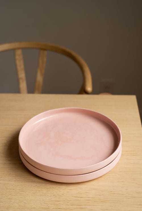 Handmade High-sided Porcelain Dinner Plate. Powder Pink | Dinnerware by Creating Comfort Lab