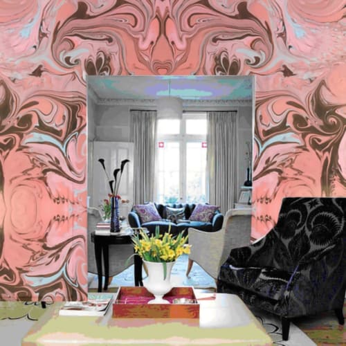 Pink arabesque IV-marbling art | Wallpaper by Meanmagenta Marbling & Photography