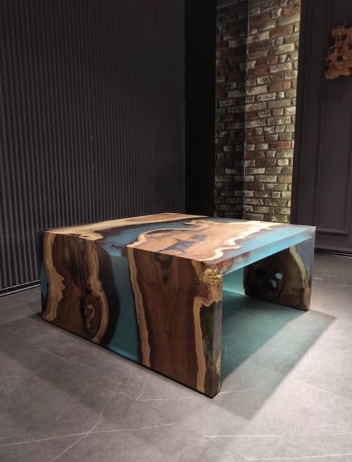 Waterfall Epoxy Resin Coffee Table, Custom Coffee Table | Tables by Tinella Collection