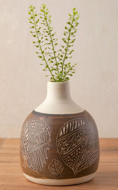 Small Porcelain Carved Vase | Vases & Vessels by ShellyClayspot