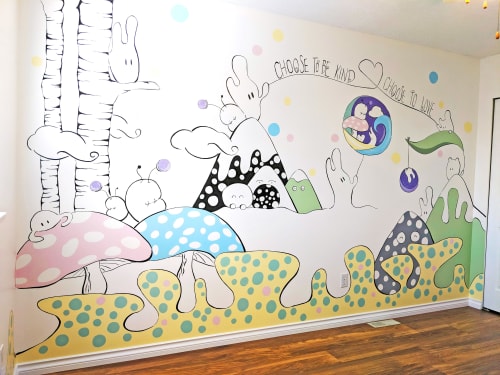 Mushroom Jungle Mural for kid's room | Murals by Yiting Creatives