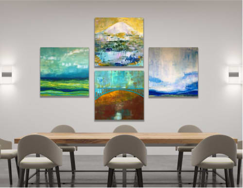 Set of 4 Modern Landscapes | Paintings by Debby Neal Arts
