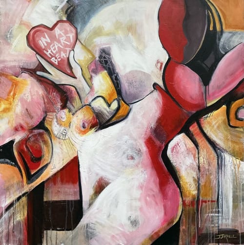 Available: In A Heartbeat, 36”x36” original art | Oil And Acrylic Painting in Paintings by Jeanette Jarville, BFA Emily Carr University of Art