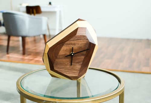 Geometric Wall or Table Clock | Decorative Objects by THE IRON ROOTS DESIGNS | Clients Residence - Portland, OR in Portland