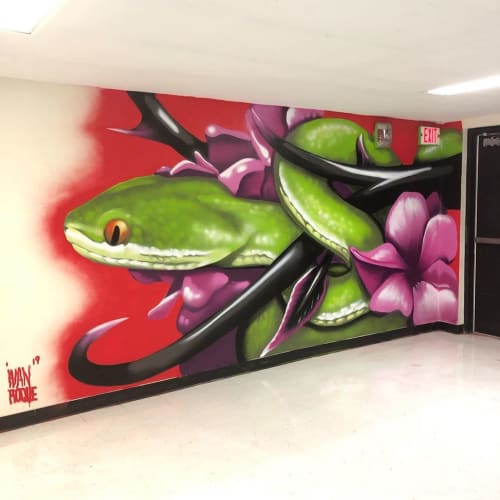 Snake Mural | Murals by Ivan Roque | Felix Varela Senior High School in Miami