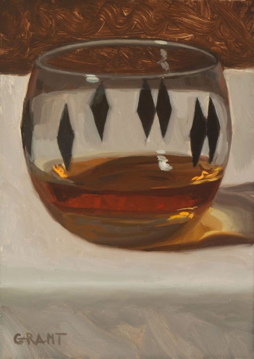 Whiskey in vintage rocks glass | Paintings by Danny Grant Fine Art