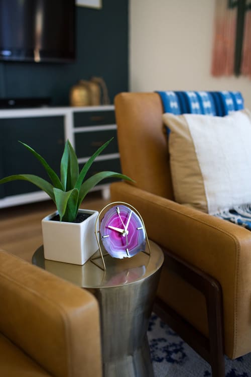 Pink Agate Slab Desk Clock | Decorative Objects by Mod North + Co
