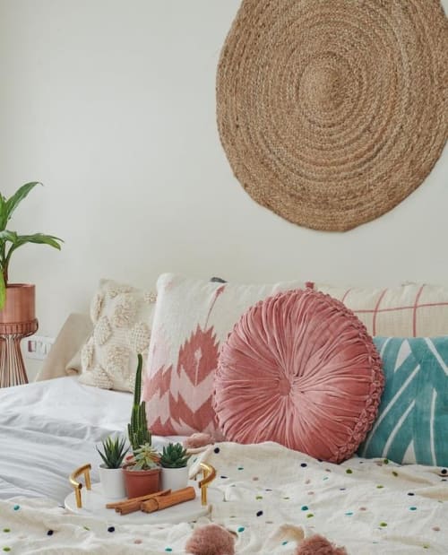 Velvet Round Cushion, Blush | Pillows by Casa Amarosa