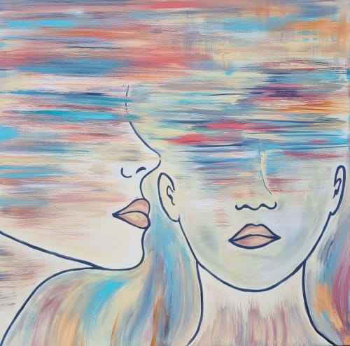 "Listening" | Oil And Acrylic Painting in Paintings by Shirly Maimom Art