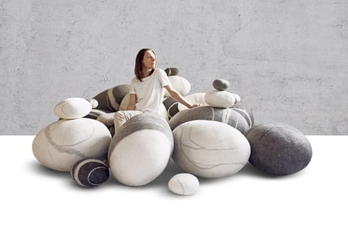 Set of felted wool stones "NOW" | Benches & Ottomans by KATSU